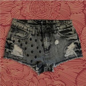 Cello Jeans dark gray denim shorts with skull studs Size S